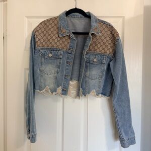 Repurposed Gucci Cavas Detail Denim Crop Jacket